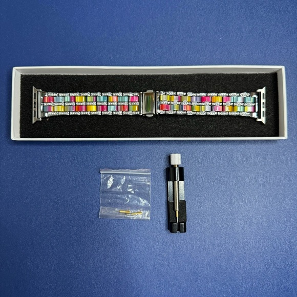 Luxury Resin Rhinestone Diamond Metal Steel Strap Band fits Apple Watch 38mm - Picture 5 of 6